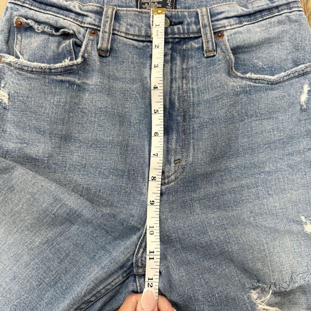 Abercrombie & Fitch Blue Distressed High Straight Leg Jeans Women Size 4 EUR 27 - Picture 6 of 7